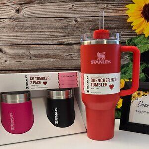 *Set of 3*TARGET RED 40oz /COSMO PINK & BLACK GO 10oz Stanley Tumbler(s) ❤️🩷 🌻